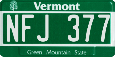 VT license plate NFJ377