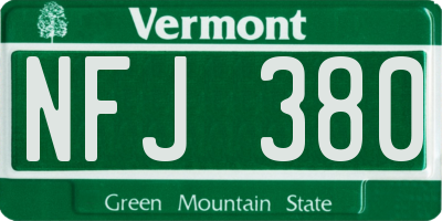 VT license plate NFJ380