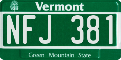 VT license plate NFJ381