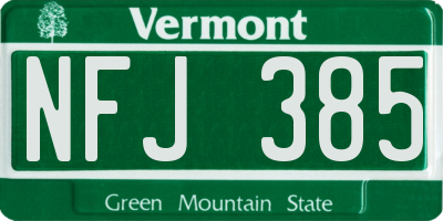 VT license plate NFJ385