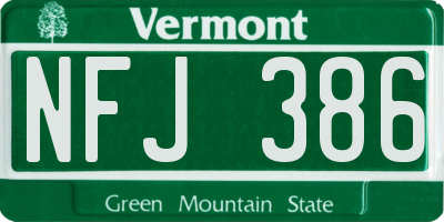 VT license plate NFJ386