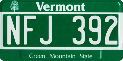 VT license plate NFJ392