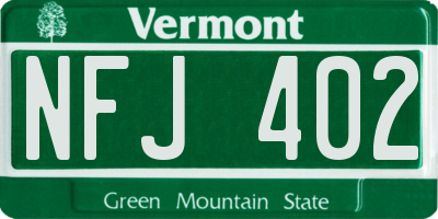 VT license plate NFJ402