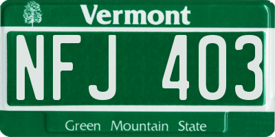 VT license plate NFJ403