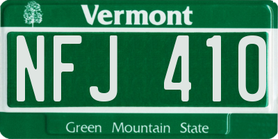 VT license plate NFJ410