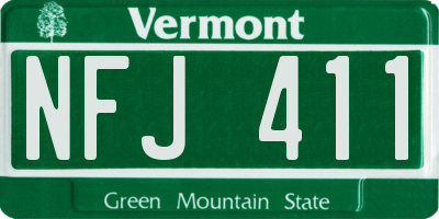 VT license plate NFJ411