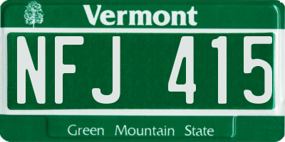 VT license plate NFJ415