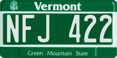 VT license plate NFJ422