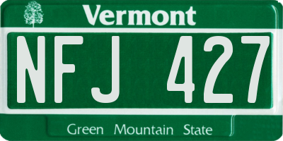 VT license plate NFJ427