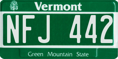 VT license plate NFJ442