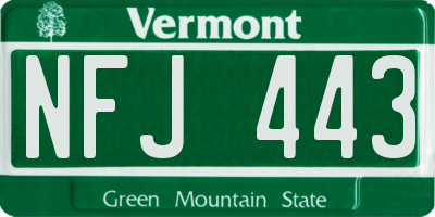 VT license plate NFJ443