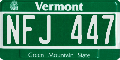 VT license plate NFJ447