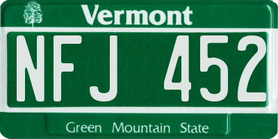 VT license plate NFJ452