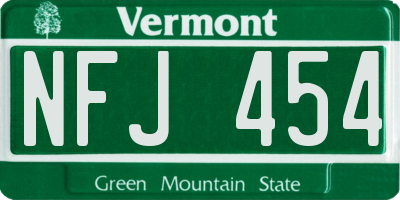 VT license plate NFJ454