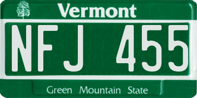 VT license plate NFJ455