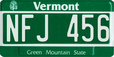 VT license plate NFJ456