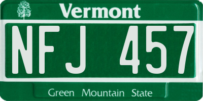 VT license plate NFJ457