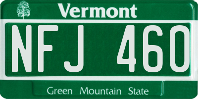 VT license plate NFJ460