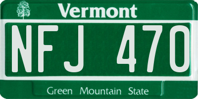 VT license plate NFJ470