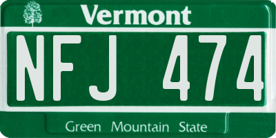 VT license plate NFJ474