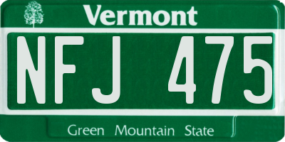 VT license plate NFJ475