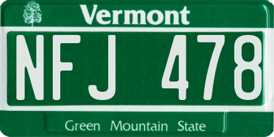 VT license plate NFJ478