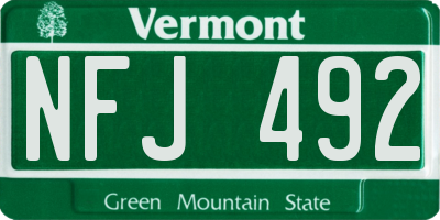 VT license plate NFJ492