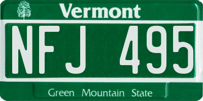 VT license plate NFJ495