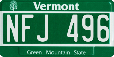 VT license plate NFJ496