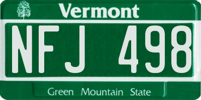 VT license plate NFJ498
