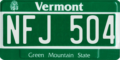 VT license plate NFJ504
