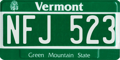 VT license plate NFJ523