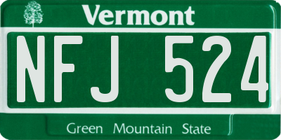 VT license plate NFJ524