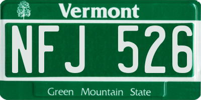 VT license plate NFJ526