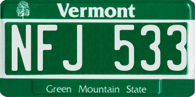 VT license plate NFJ533