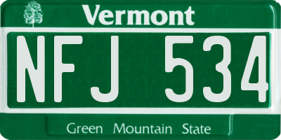 VT license plate NFJ534
