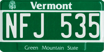 VT license plate NFJ535