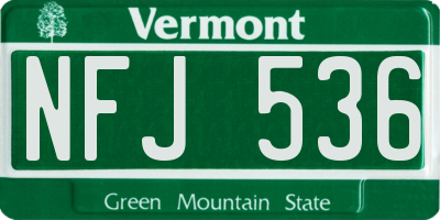 VT license plate NFJ536