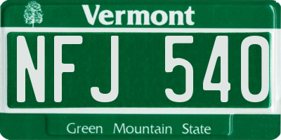 VT license plate NFJ540