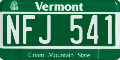 VT license plate NFJ541