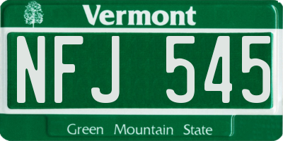 VT license plate NFJ545