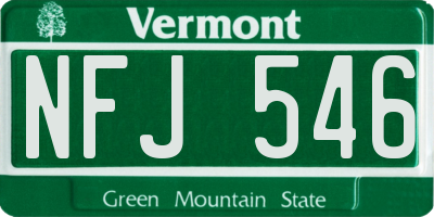 VT license plate NFJ546