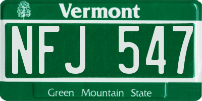 VT license plate NFJ547