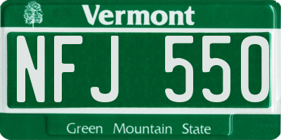 VT license plate NFJ550
