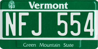 VT license plate NFJ554