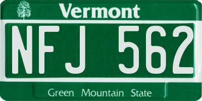 VT license plate NFJ562