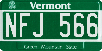 VT license plate NFJ566
