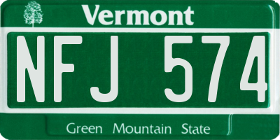 VT license plate NFJ574