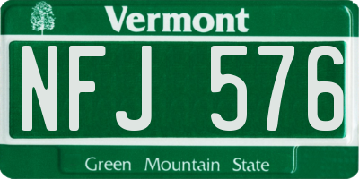 VT license plate NFJ576