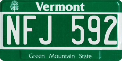 VT license plate NFJ592